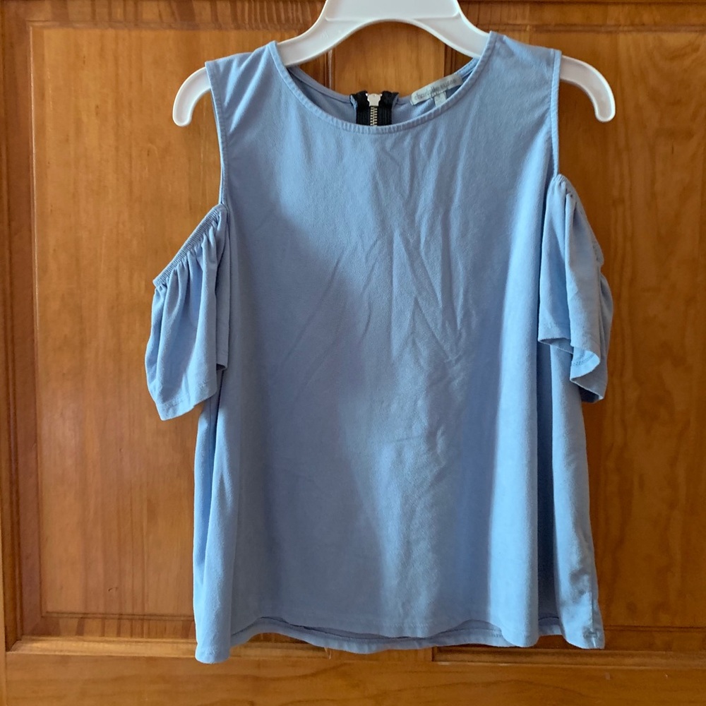 off the shoulder velvet shirt